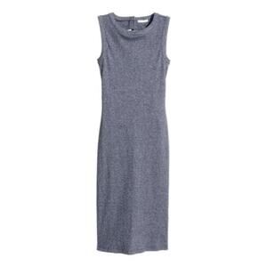 H&M Ribbed Jersey Open Back Dark Blue Marl Dress Size 2